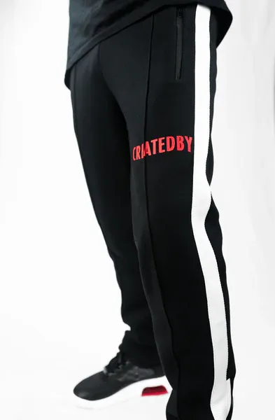 CREATEDBY Red Logo pantaloni trening rosii bumbac