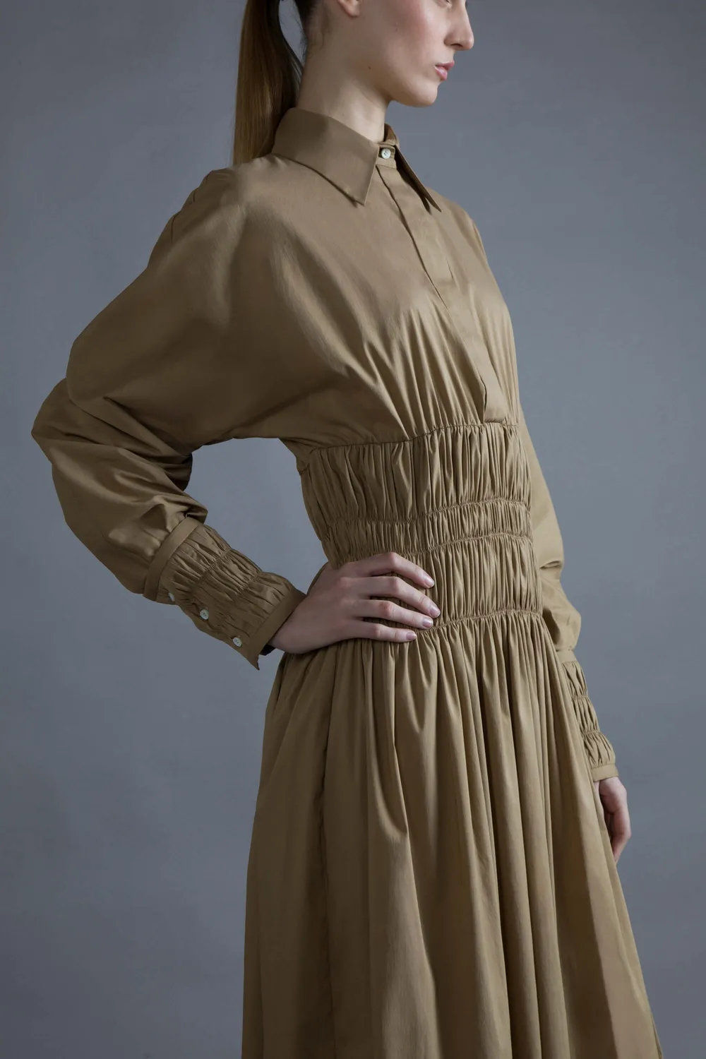 Gattinoni Punto Smock rochie midi bumbac cu volane