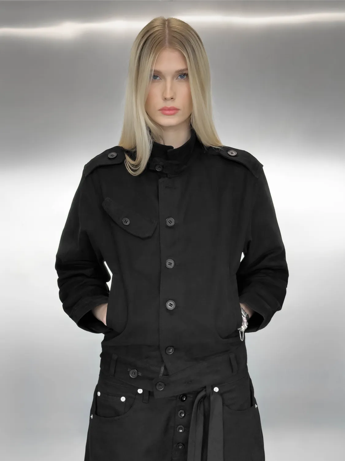 Enrage Officer Jacket geacă neagră canvas
