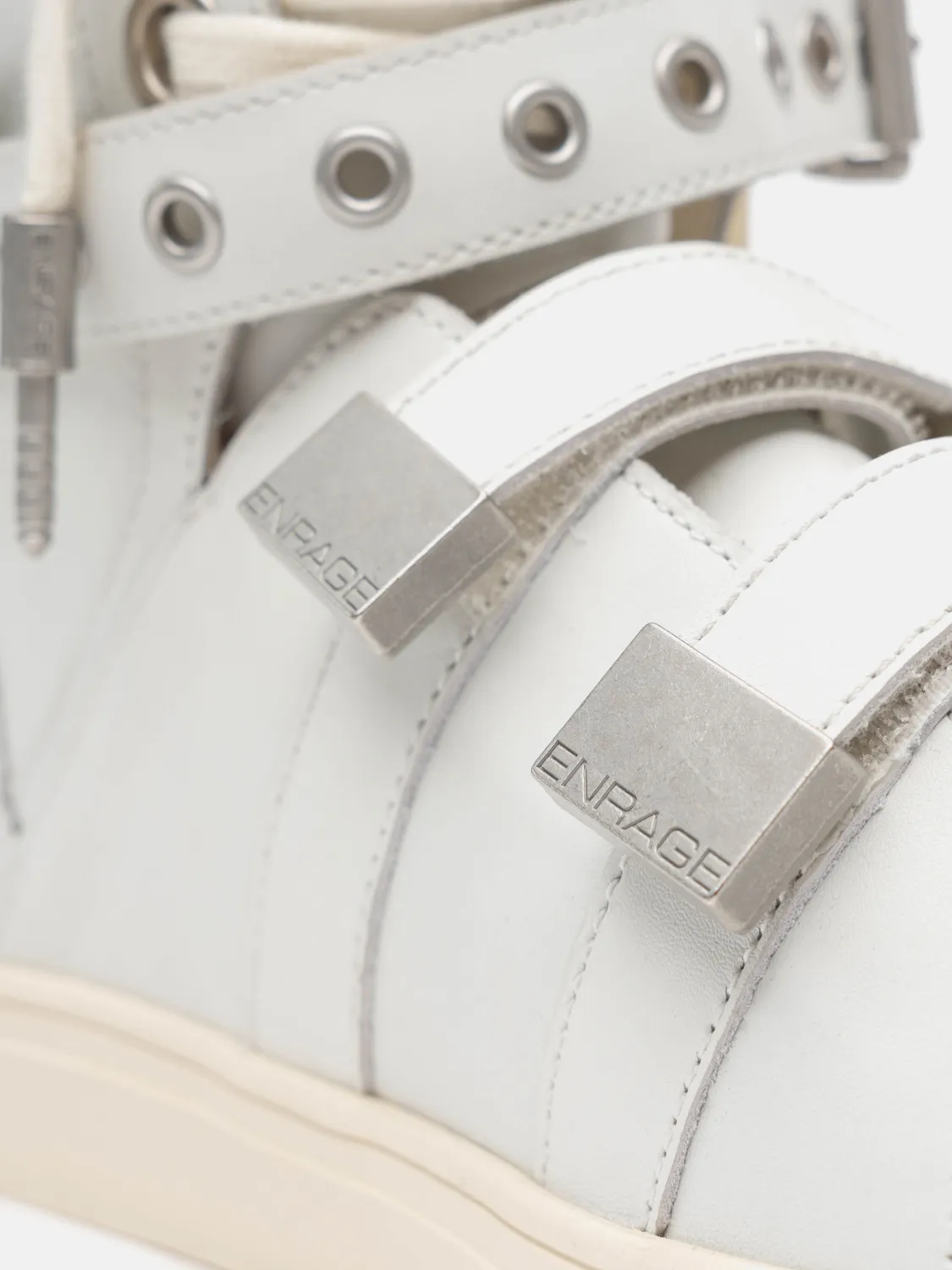 Enrage High Top Sneaker adidași alb piele Stroboscope