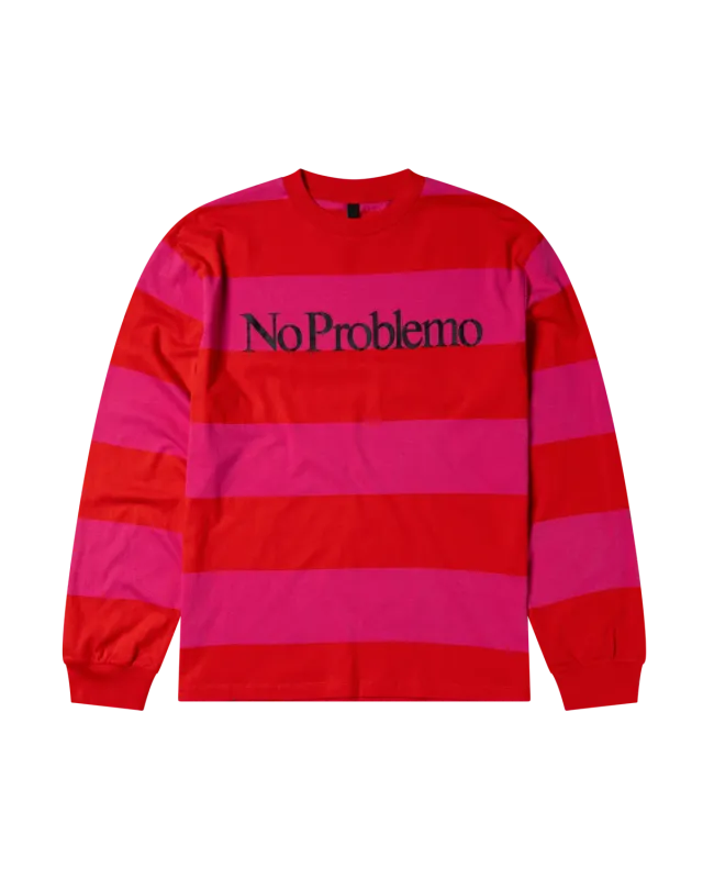 No Problemo Striped LS Tee tricou rosu dungi