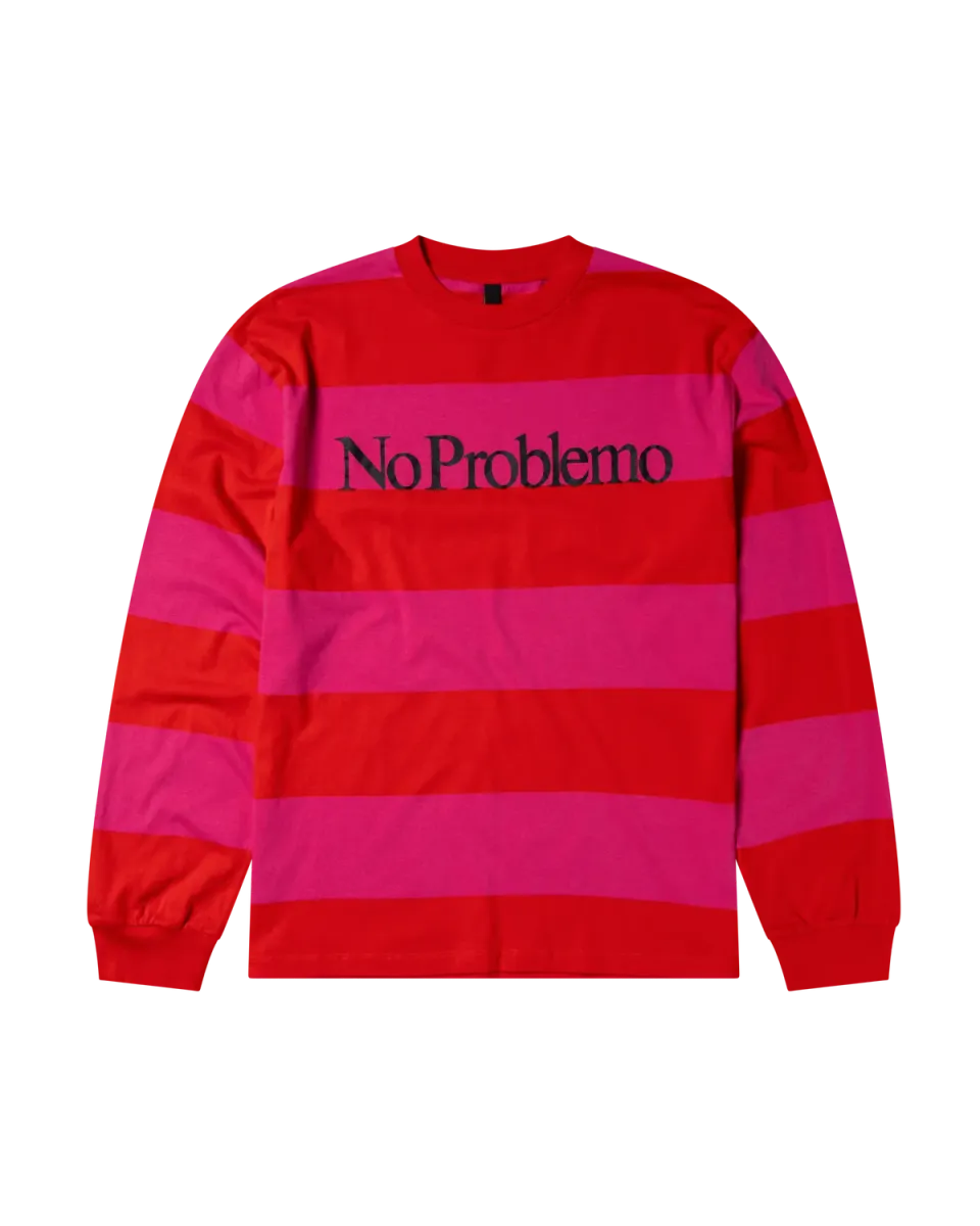No Problemo Striped LS Tee tricou rosu dungi