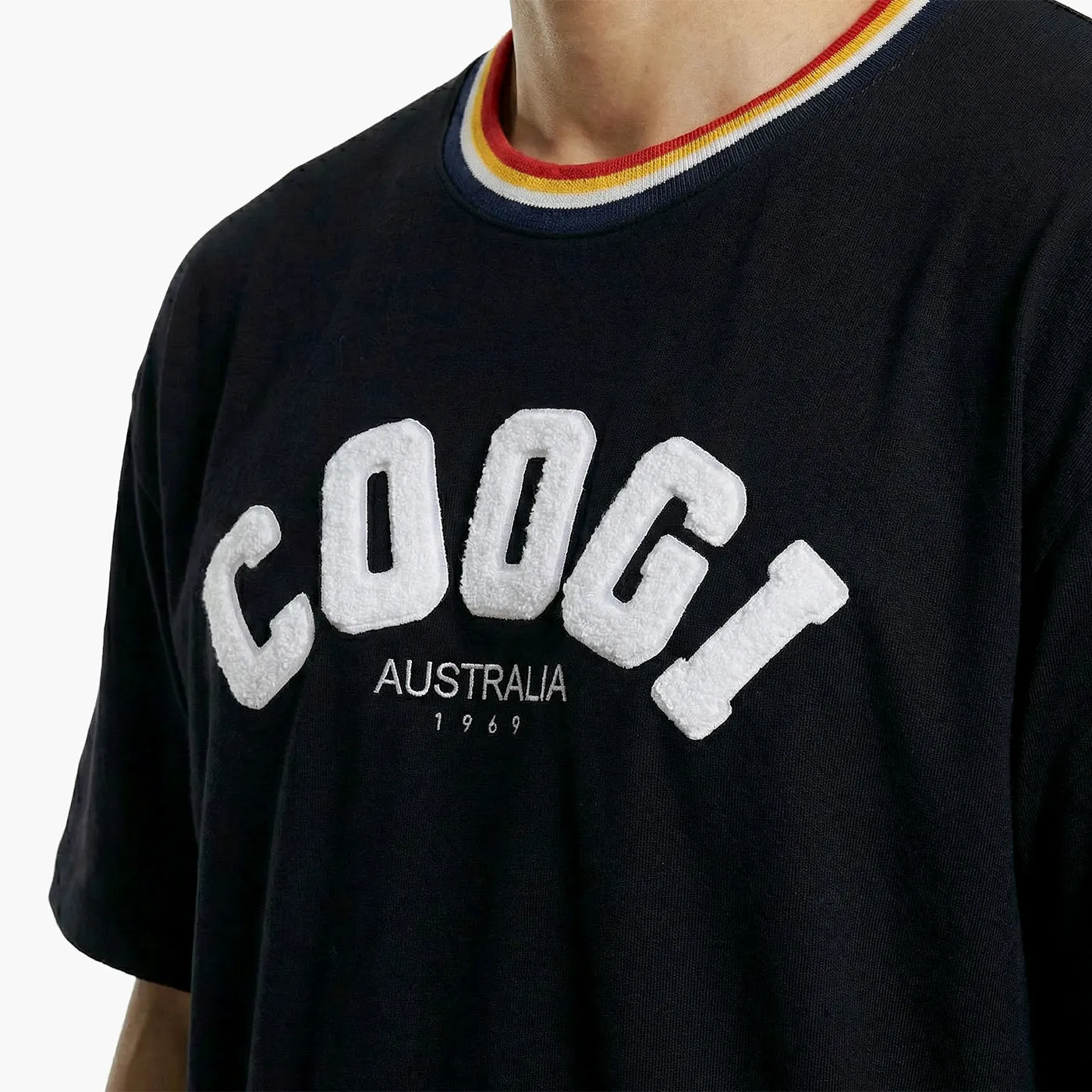 COOGI Block Logo tricou oversized negru bumbac greu