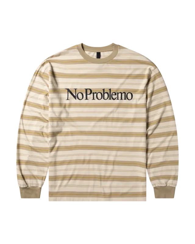 No Problemo Striped LS Tee bluză bej dungi bumbac