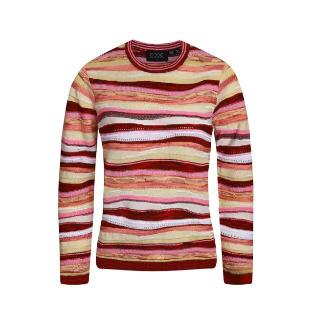 COOGI All-Season Sweater Knit pulover dama roz-galben bumbac