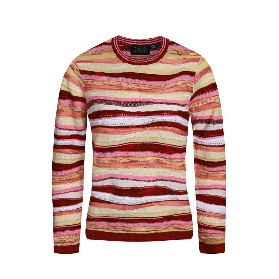 COOGI All-Season Sweater Knit pulover dama roz-galben bumbac