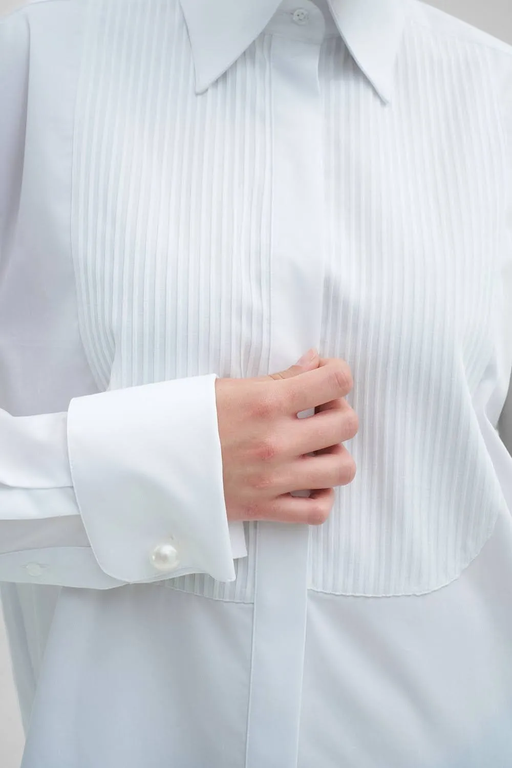 Dualitae Lucie Oversize camasa bej bumbac ceremonie