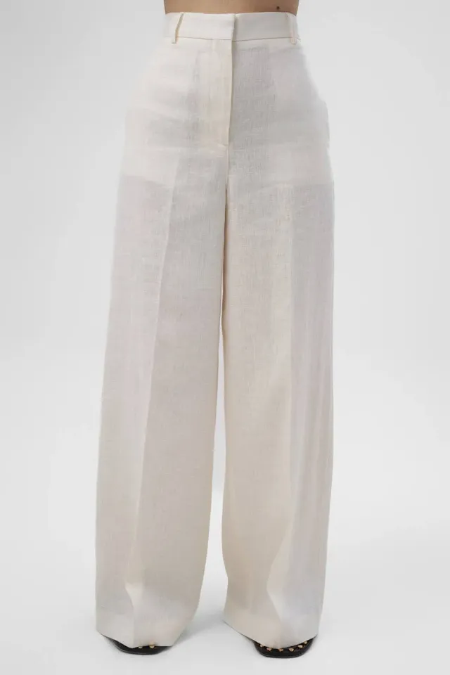 Dualitae Margot pantaloni albi in lungi