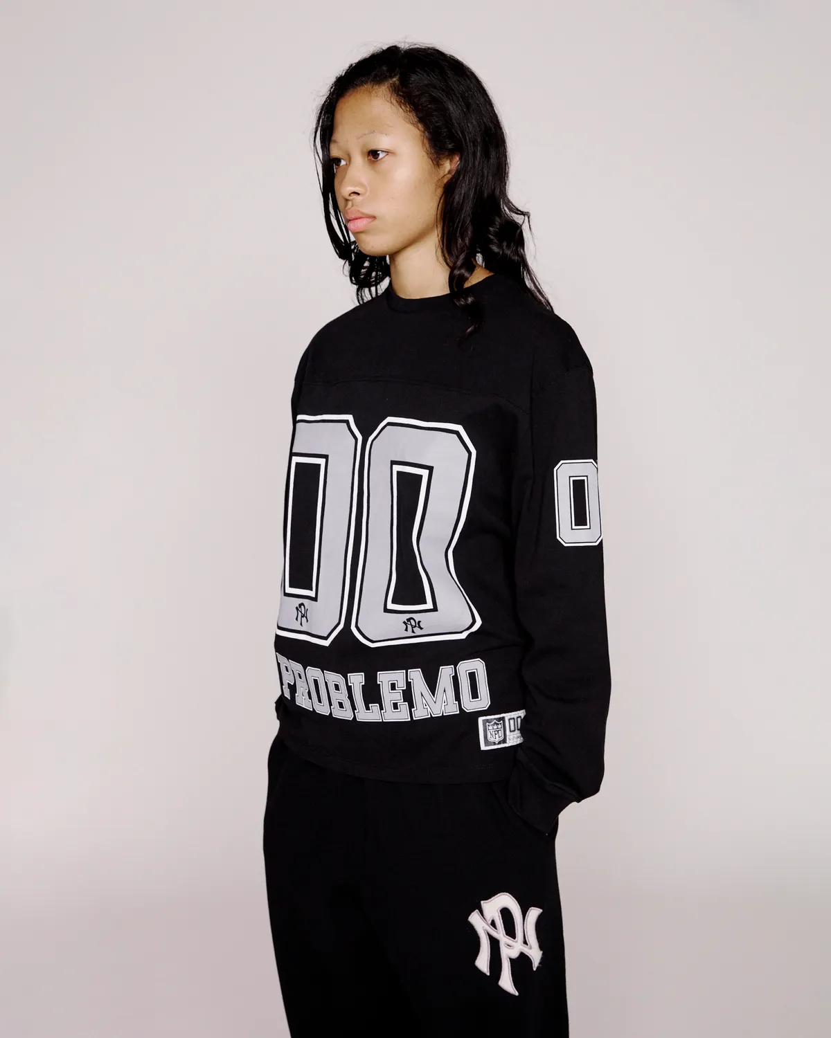 No Problemo NP00 tricou lung negru bumbac
