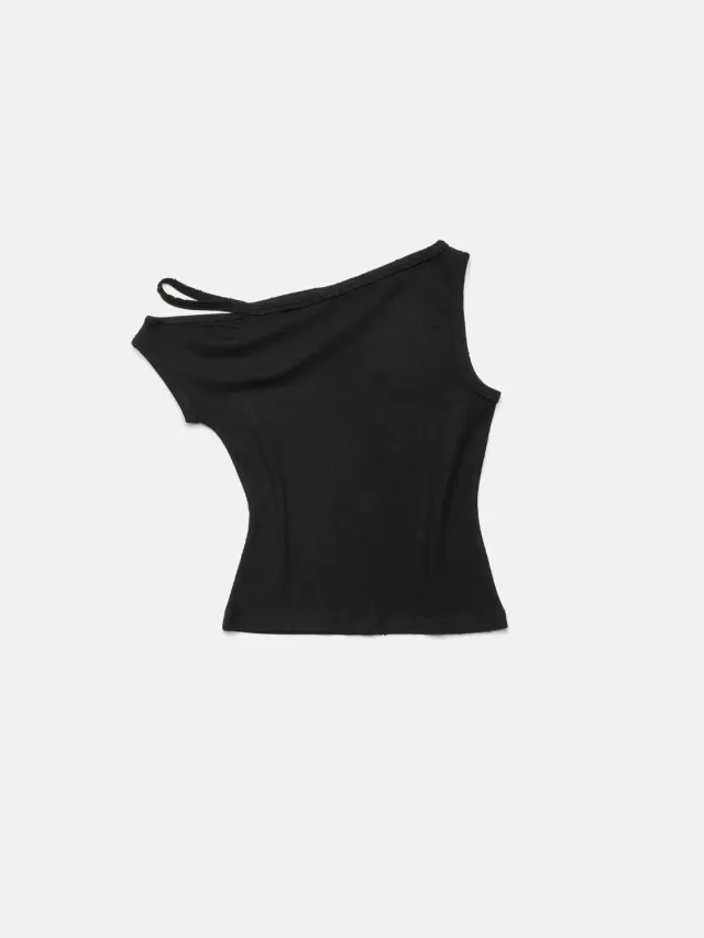 Enrage Off Shoulder Top Black bluza neagra umar gol