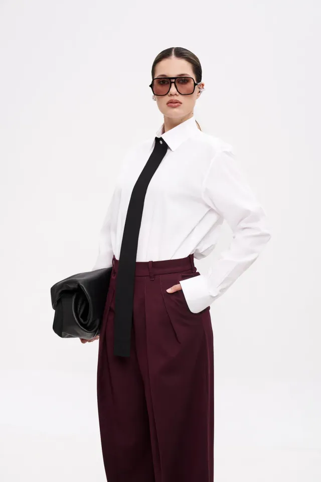 Dualitae Manon pantaloni burgundy viscoza 109 cm