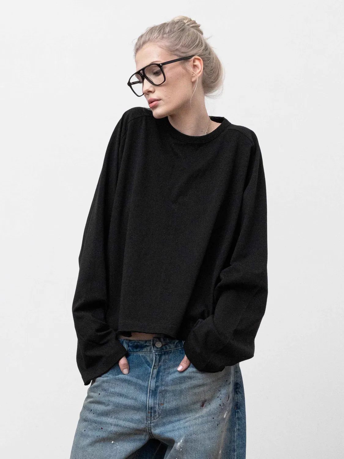 Enrage Baggy Longsleeve bluza neagra bumbac