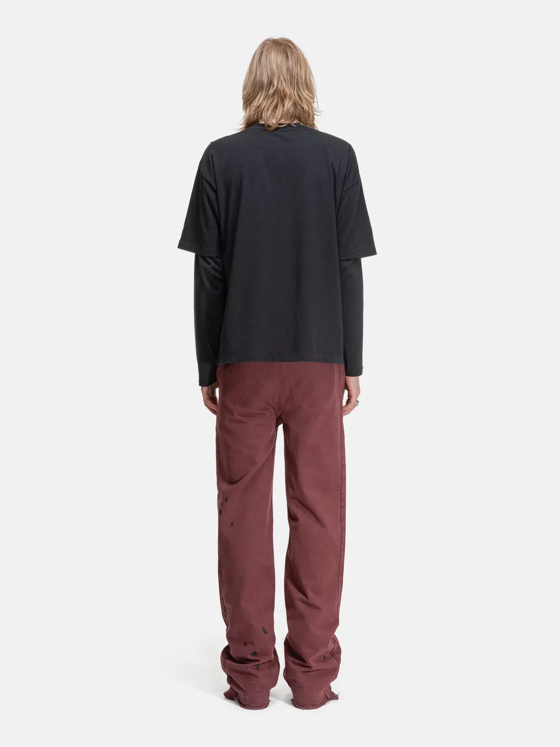 Enrage Casino pantaloni burgundy slim distrusi