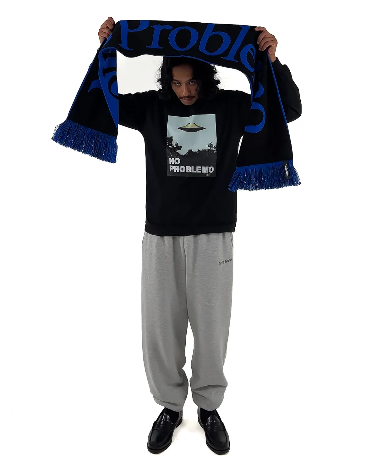 No Problemo Scarf fular albastru acrilic