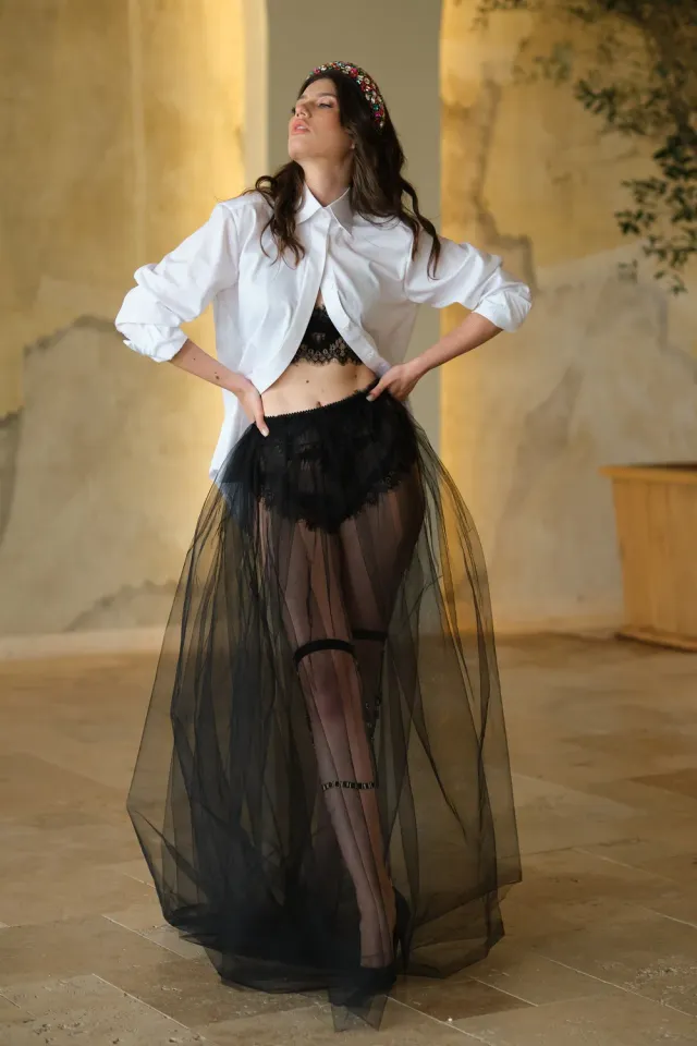 Dualitae x Ukiscreator set lenjerie dantelă negru