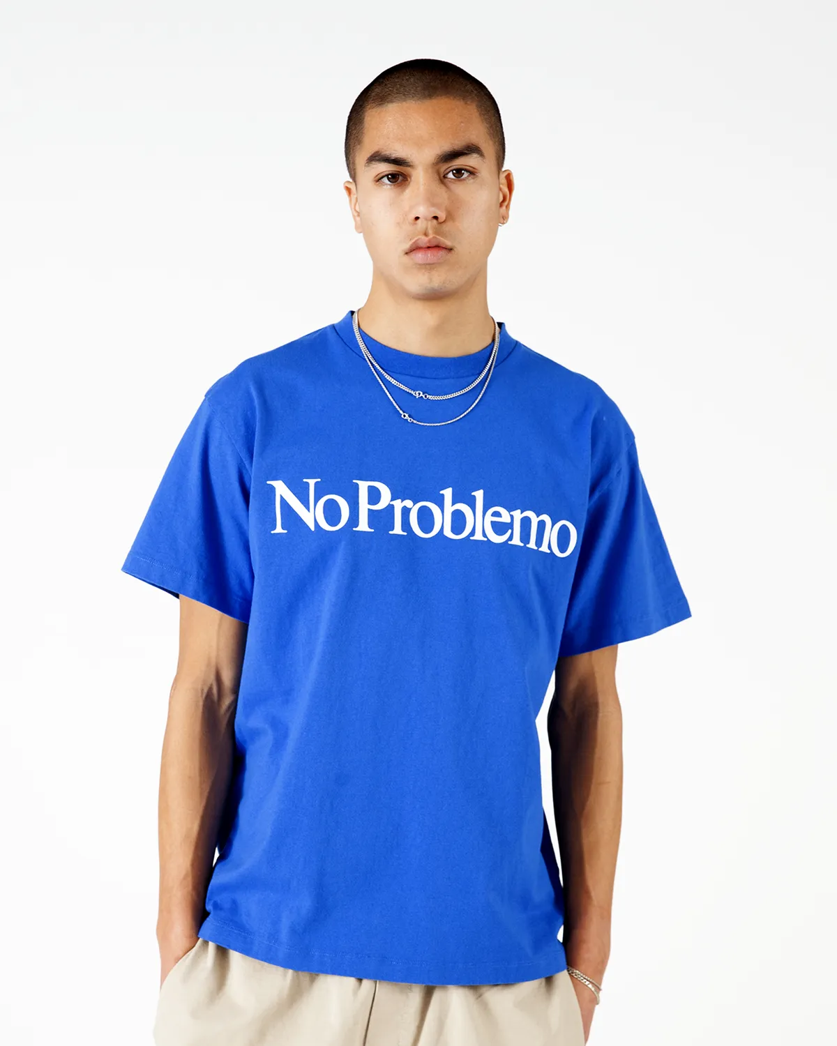 No Problemo SS Tee tricou albastru bumbac gros