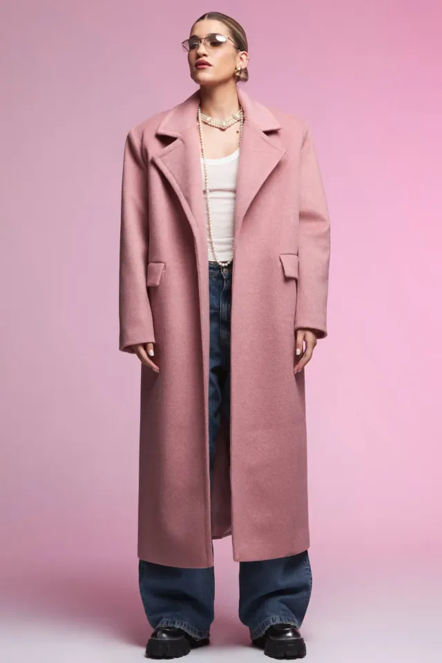 Grama Shop Maxi Petite palton roz lung