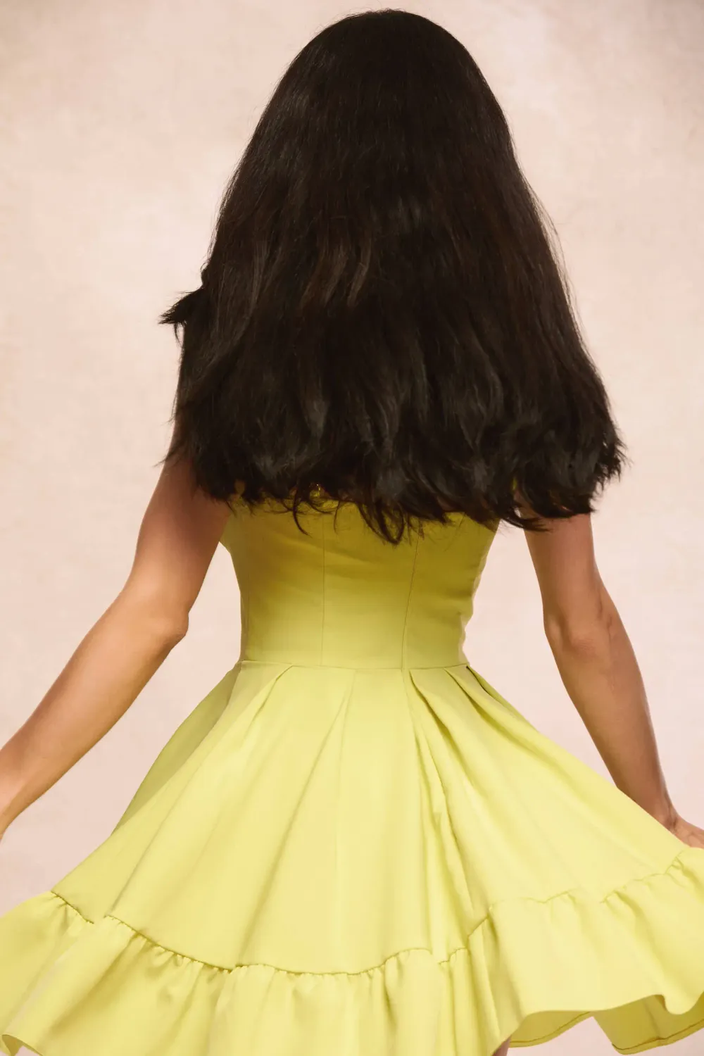 Grama Shop Ruffle rochie scurtă lime