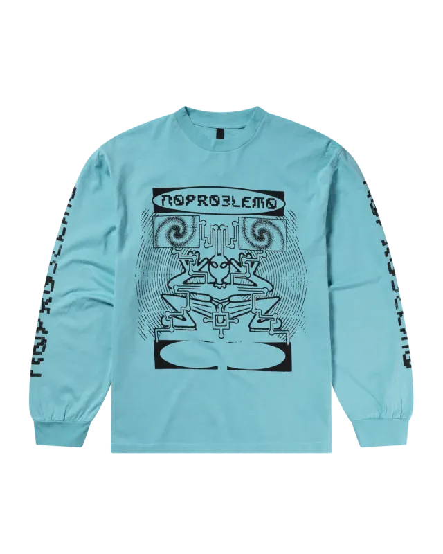 No Problemo Braniac tricou mânecă lungă aqua