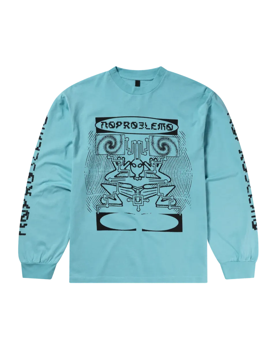 No Problemo Braniac tricou mânecă lungă aqua