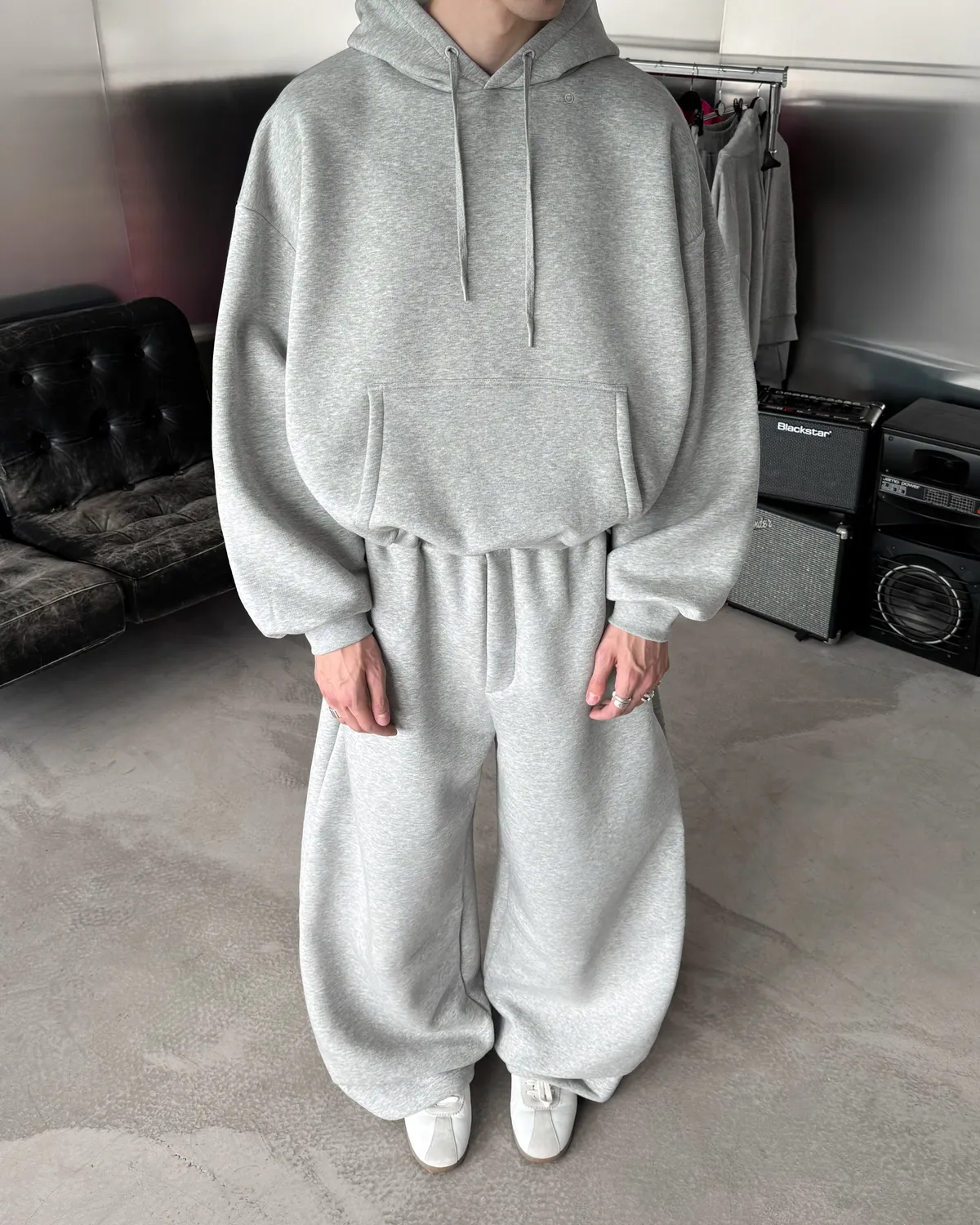 Enrage Bubble pantaloni gri barrel din bumbac
