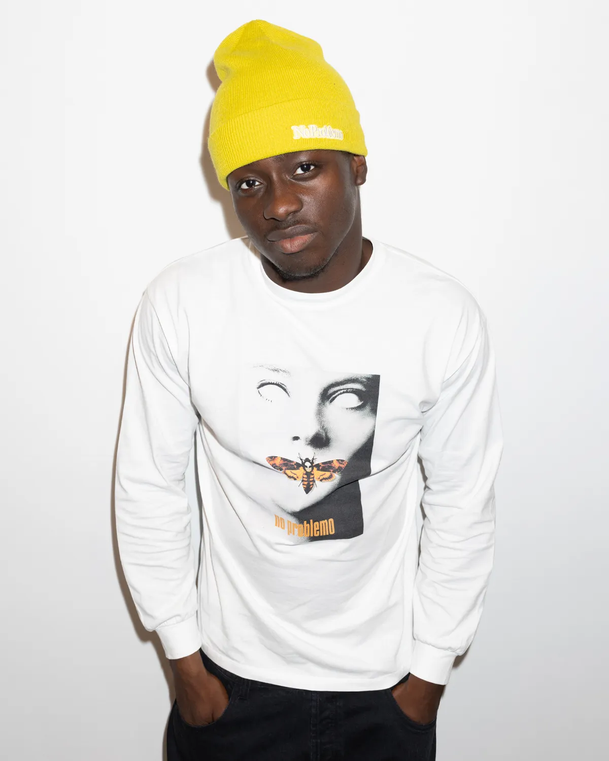 No Problemo No Silence tricou maneca lunga alb bumbac