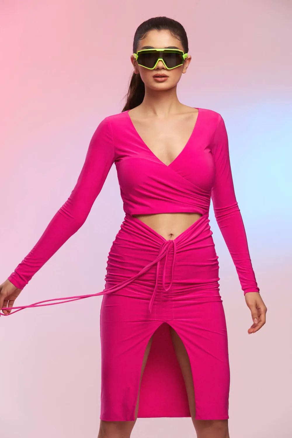 Grama Shop Mojito rochie fuchsia reglabilă