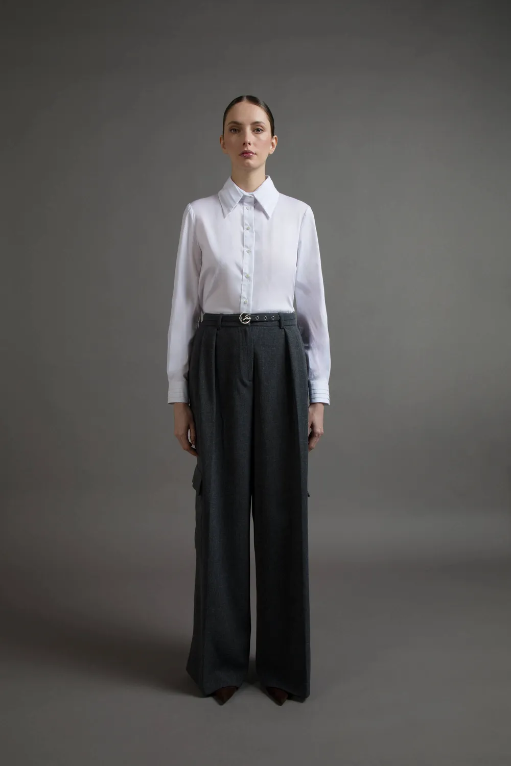 Gattinoni Over Cargo pantaloni flanela cu vascoza