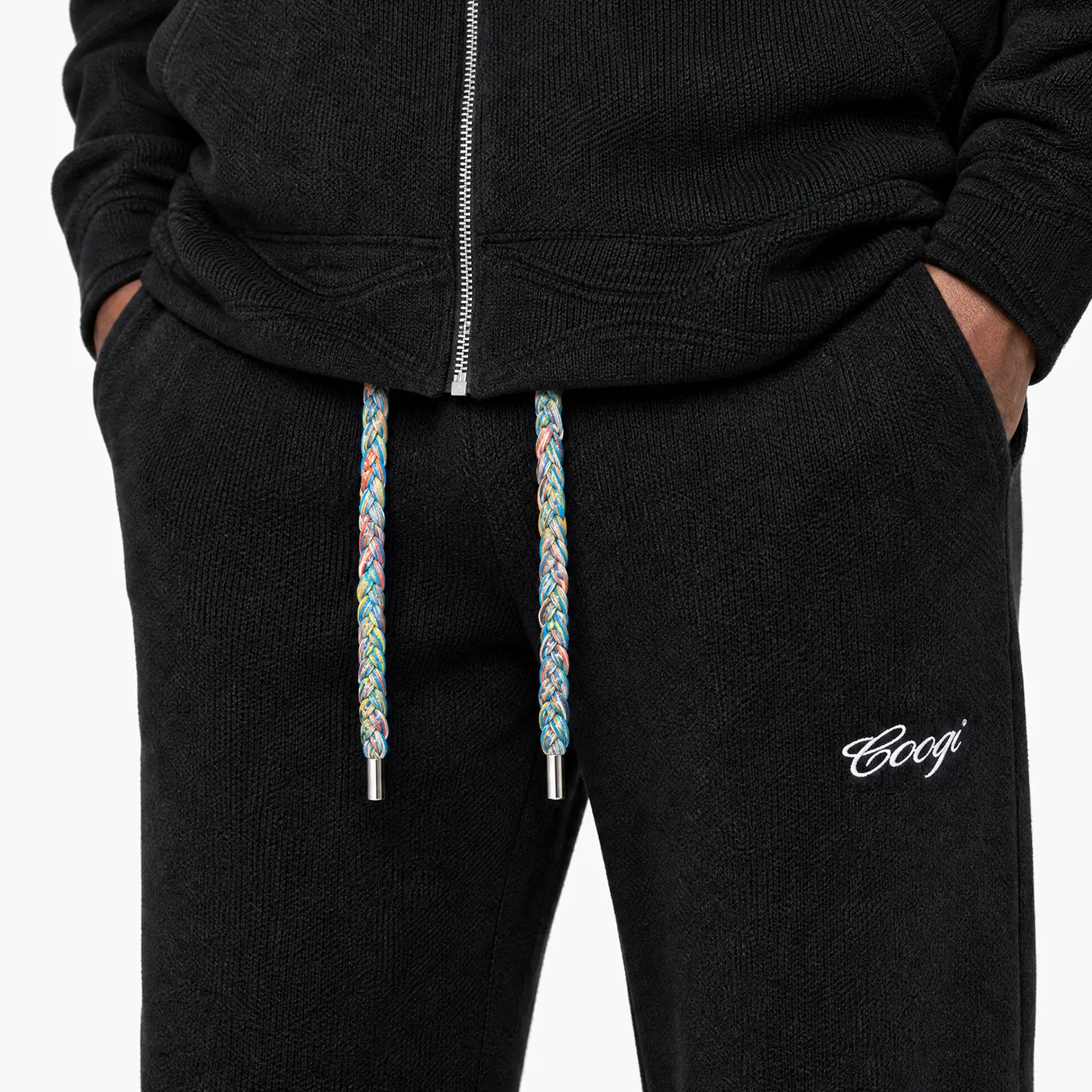 COOGI Heavy Weight Knit pantaloni negri bumbac