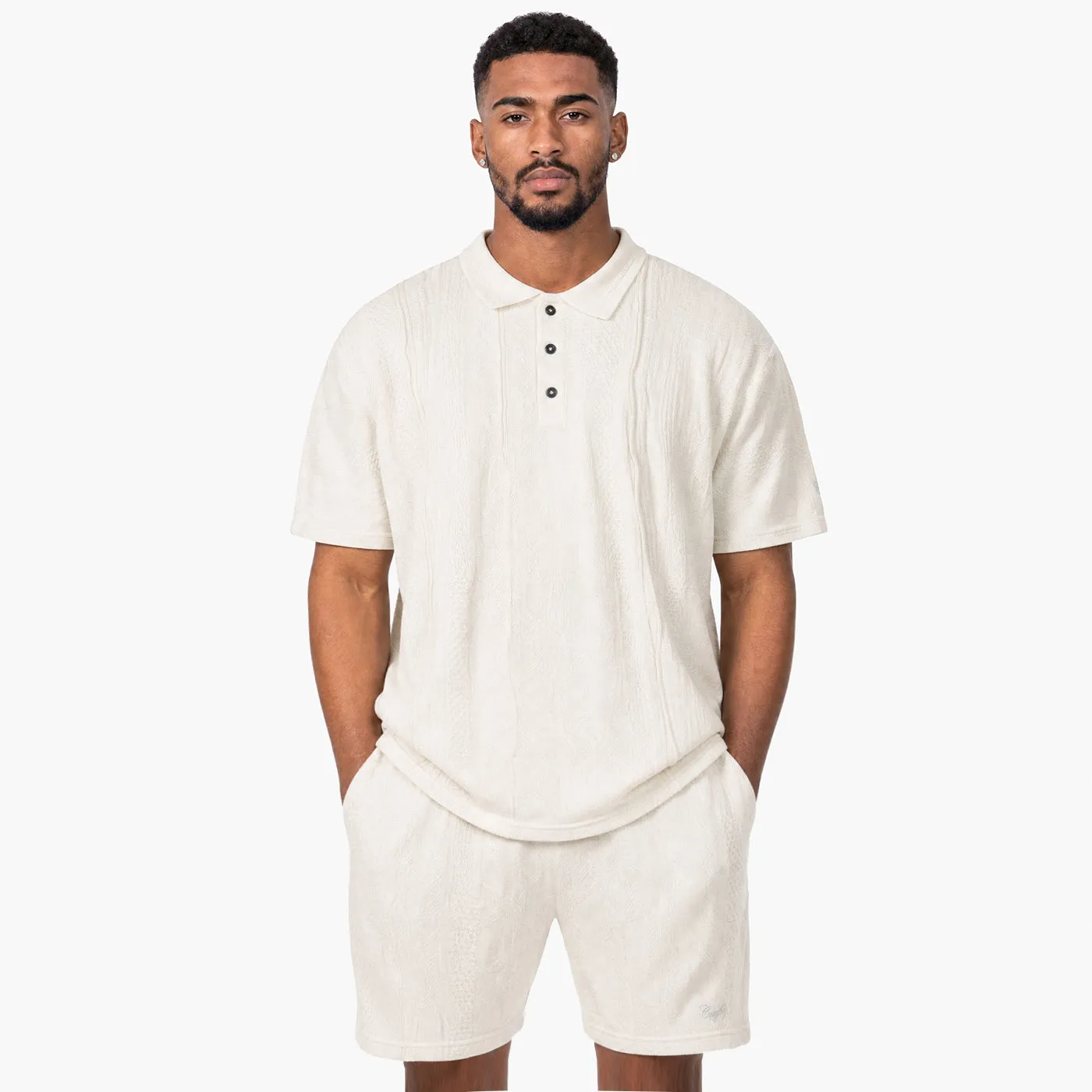 COOGI Lightweight Cloud Dancer polo tricot alb
