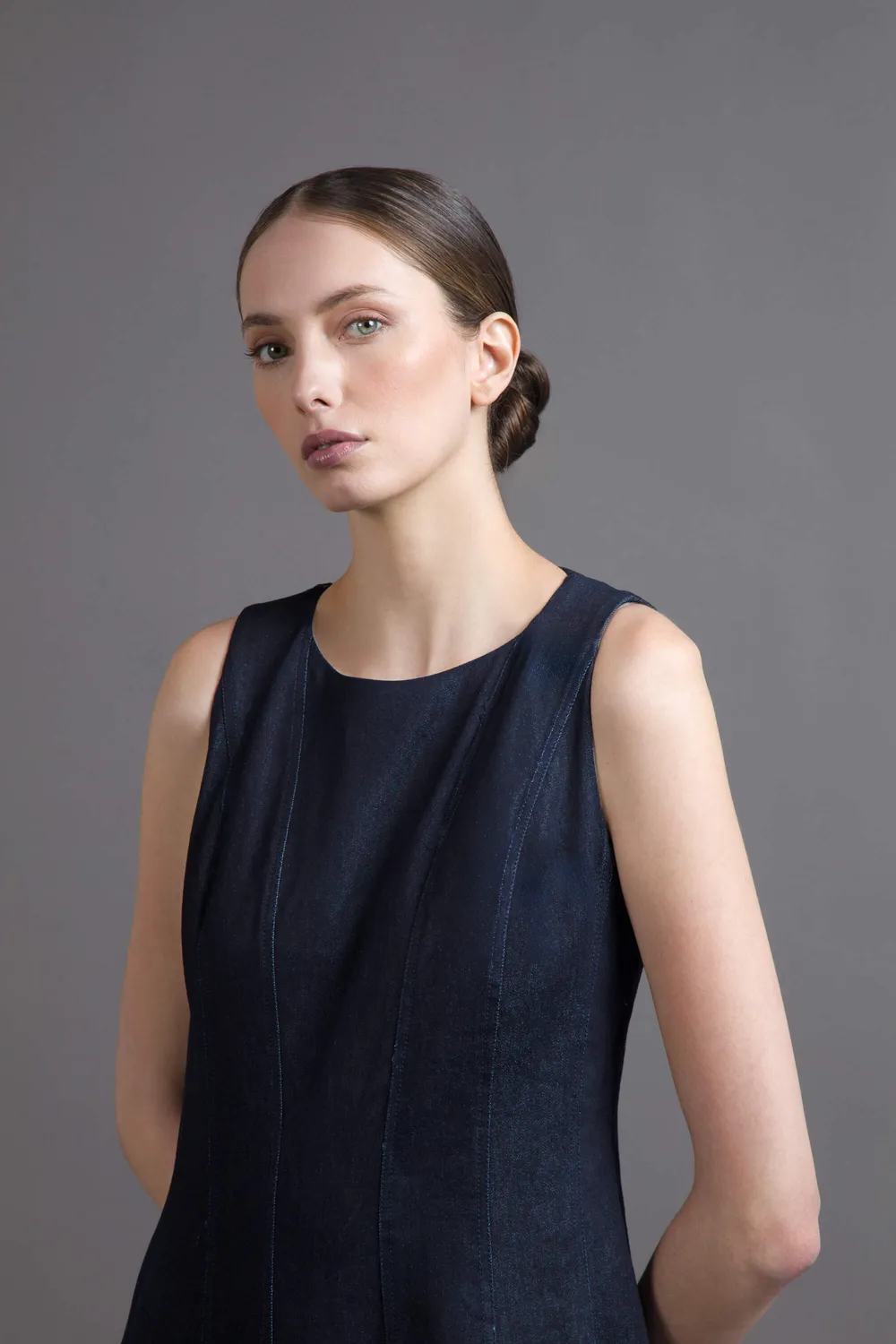 Gattinoni rochie midi denim intarsiat bumbac 75%
