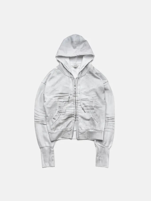 Enrage Dirty Spray Zip Hoodie hanorac alb bumbac