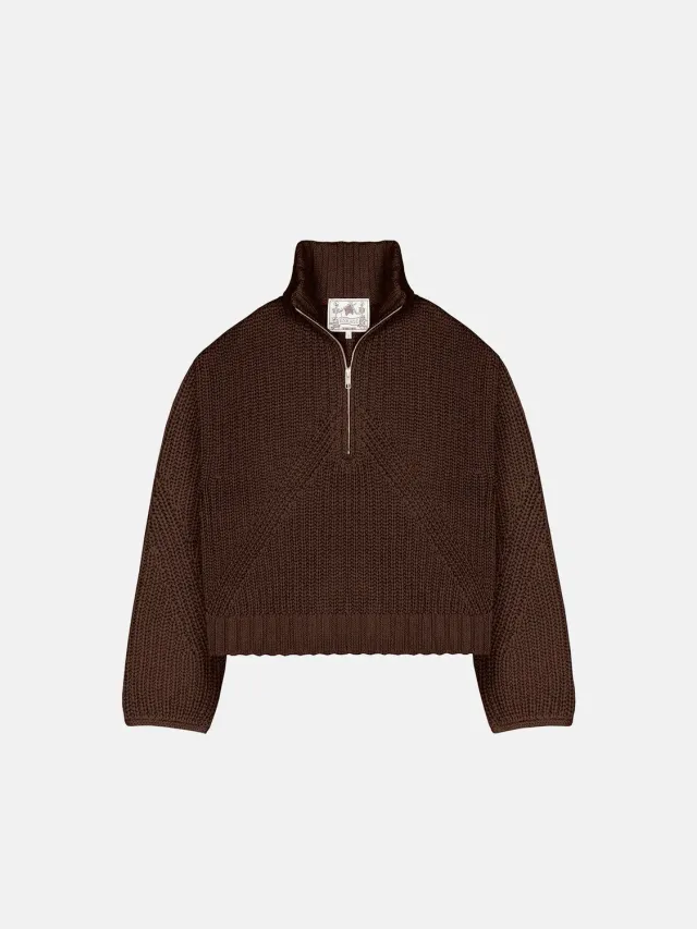 Enrage Quarter Zip pulover maro bumbac