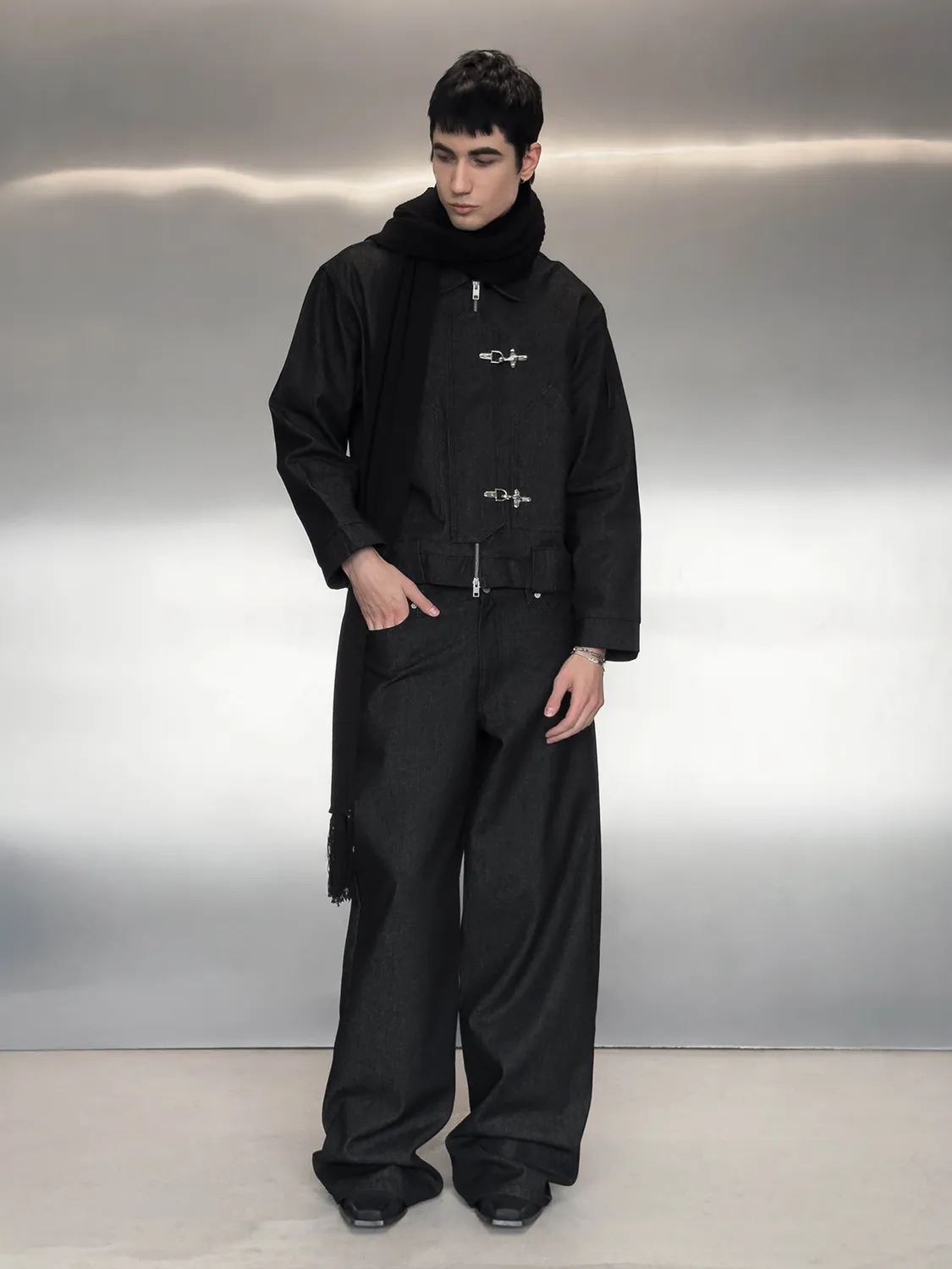 Enrage Fatigue Jacket geaca denim negru bumbac