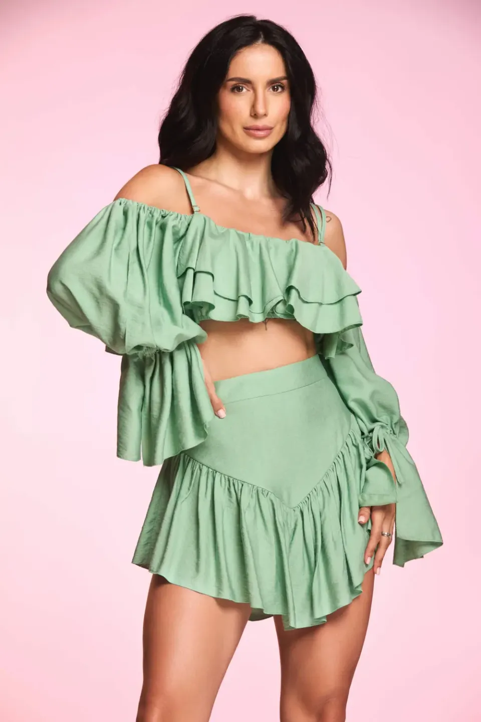 Grama Shop Menta set cu volane din vascoza