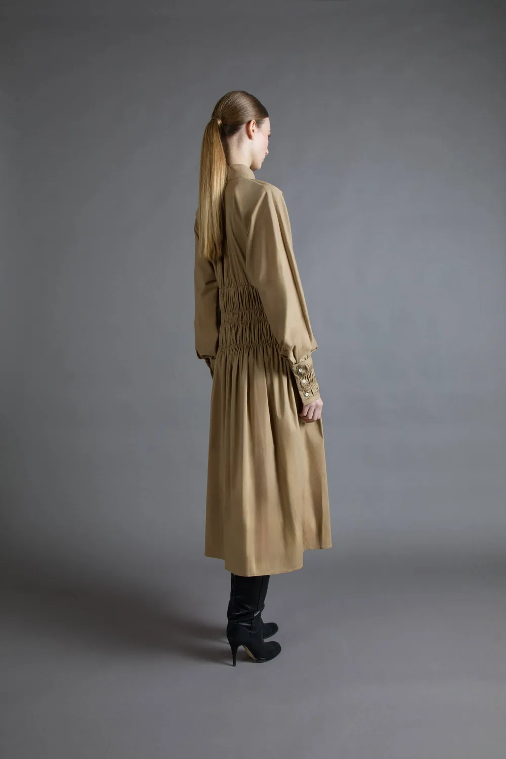 Gattinoni Punto Smock rochie midi bumbac cu volane