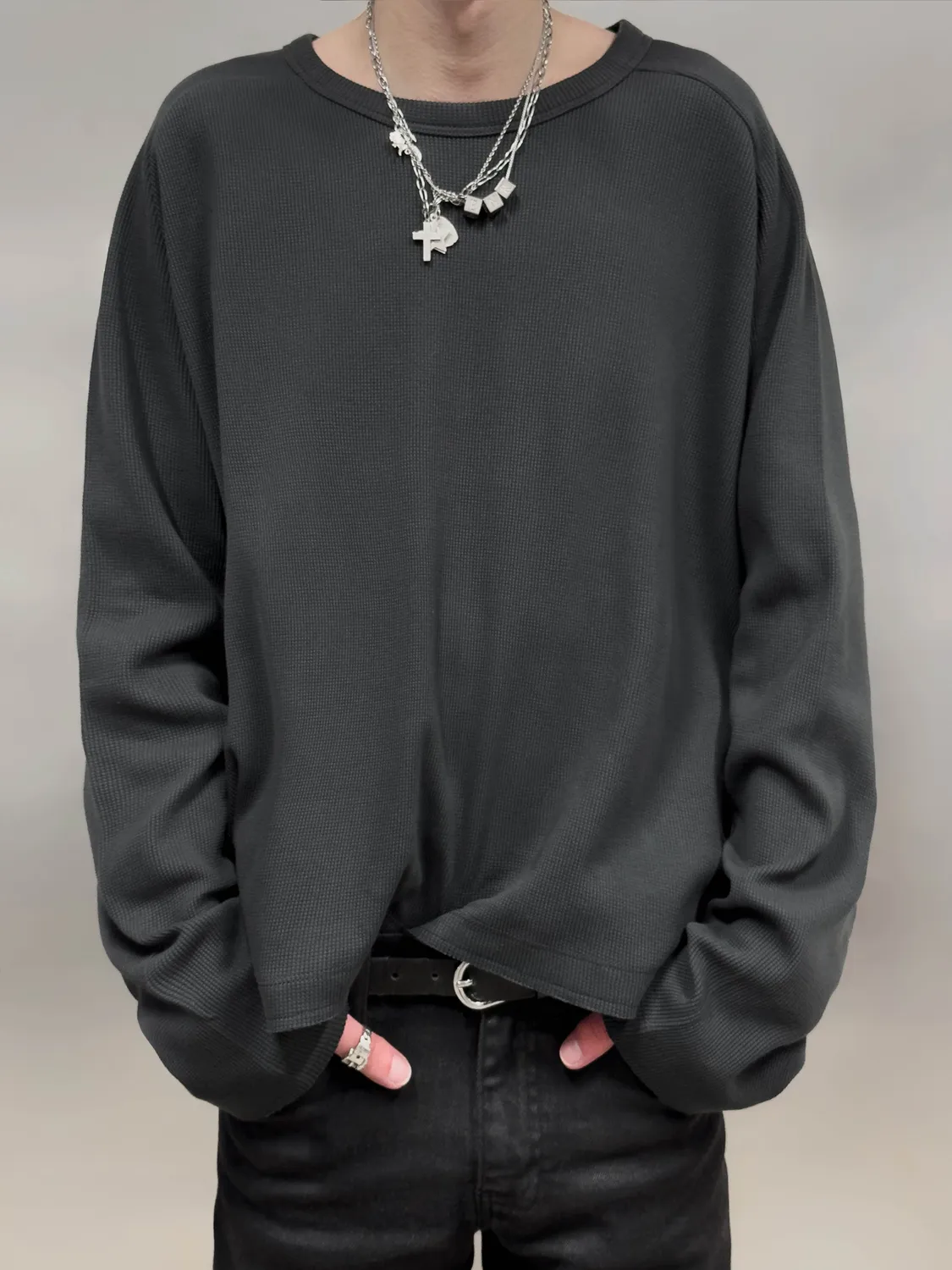 Enrage Thermal Vintage Black bluză termică waffle neagră