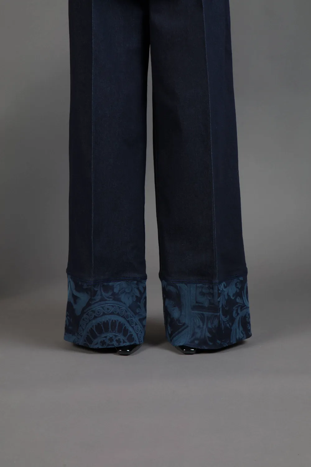 Gattinoni Over pantaloni denim dama cu imprimeu laser