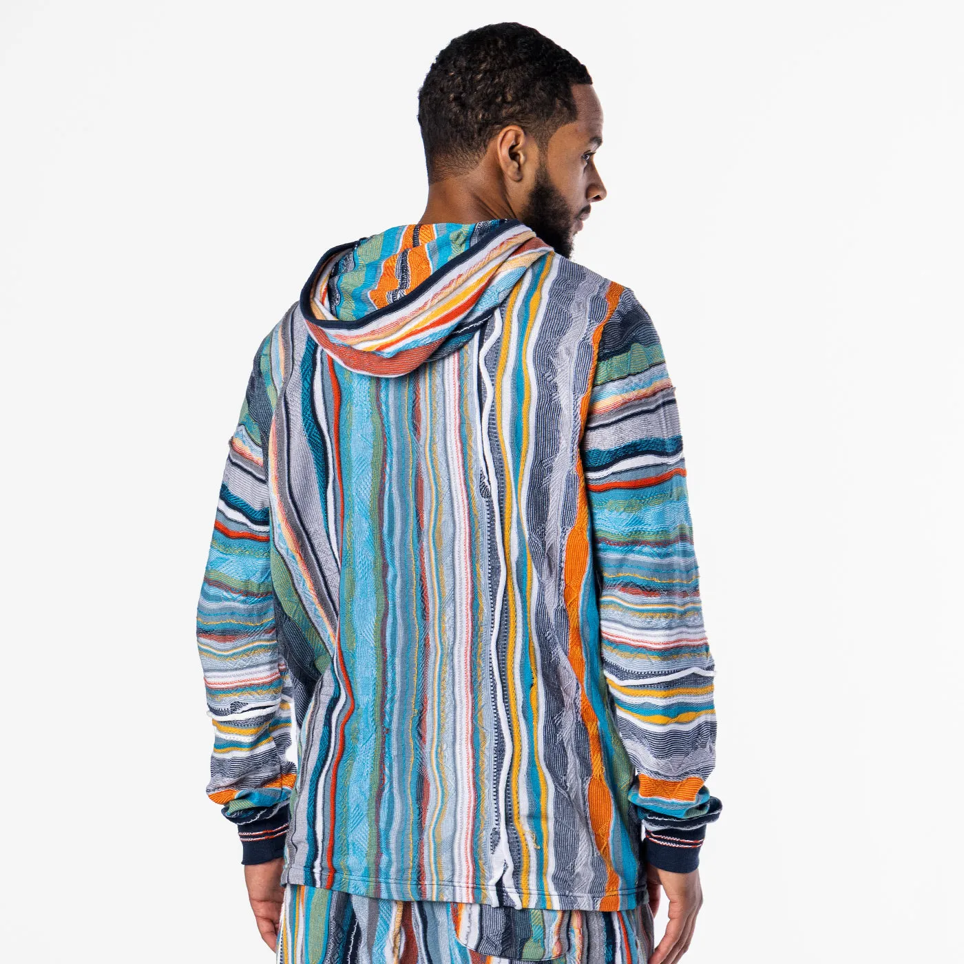 COOGI hanorac tricotat albastru gri bumbac cu gluga