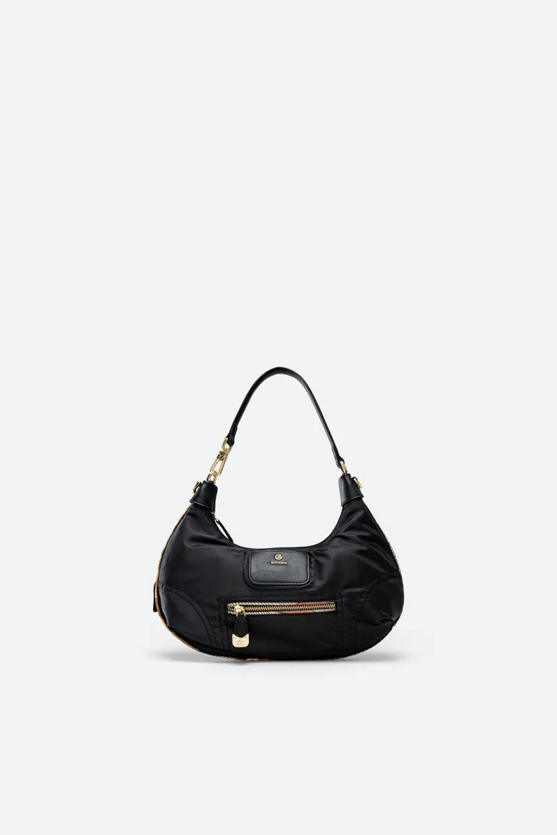 Gattinoni Colorsoul Hobo geanta nailon neagra 36cm