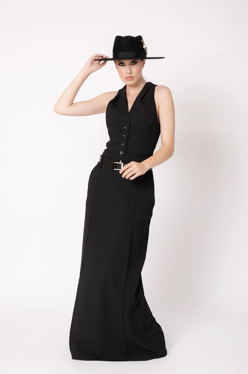 Dualitae X Dadarlat Black Fedora palarie neagra lana 55