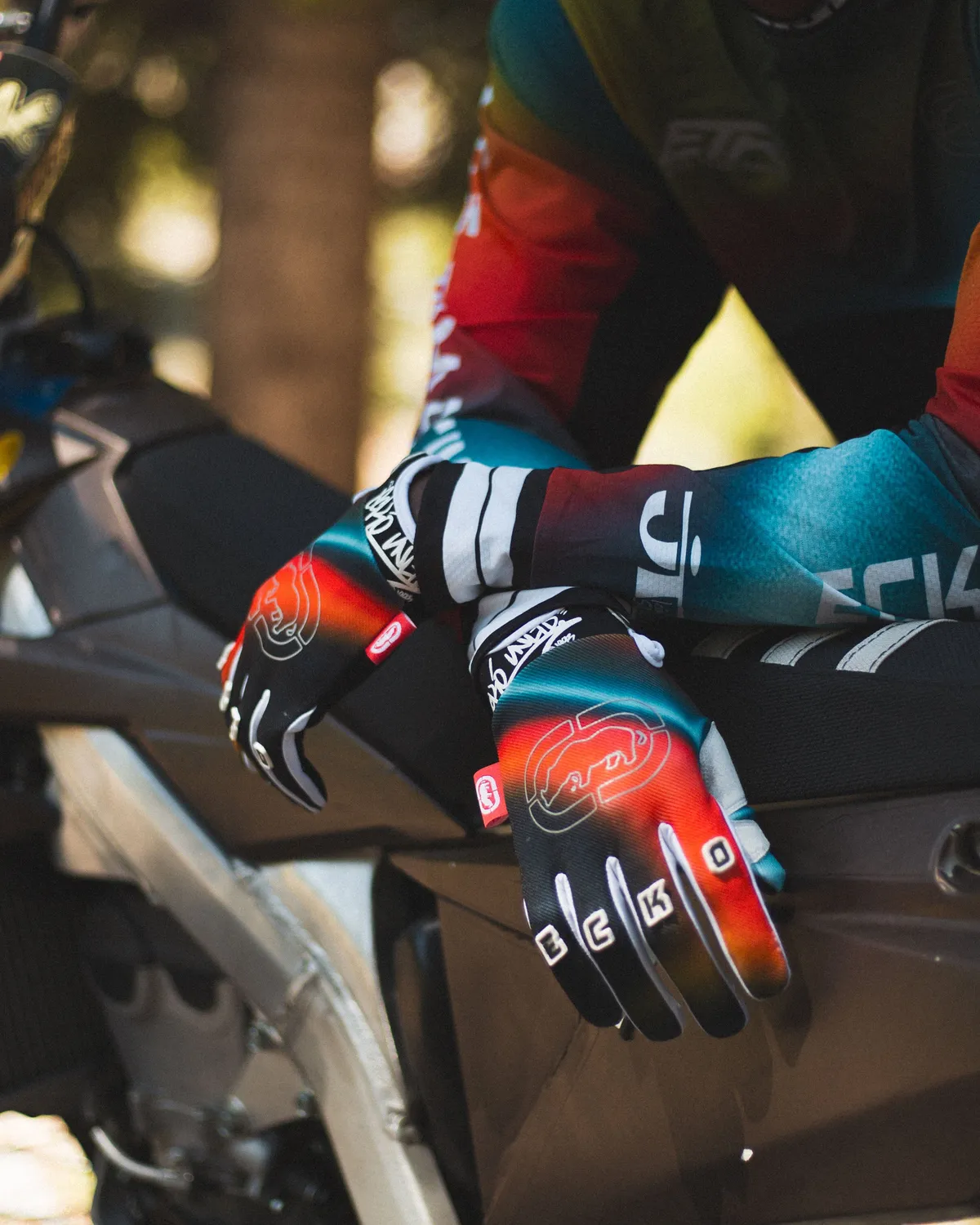 Ecko Red Color Flare manusi motocross cu gel