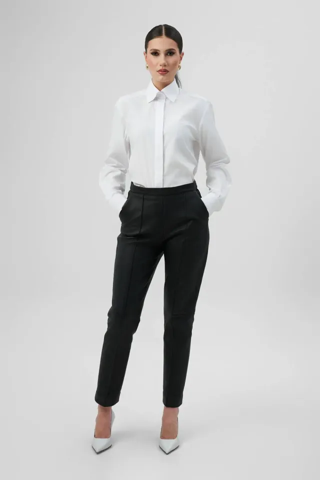 Dualitae GABRIELLE pantaloni piele neagră
