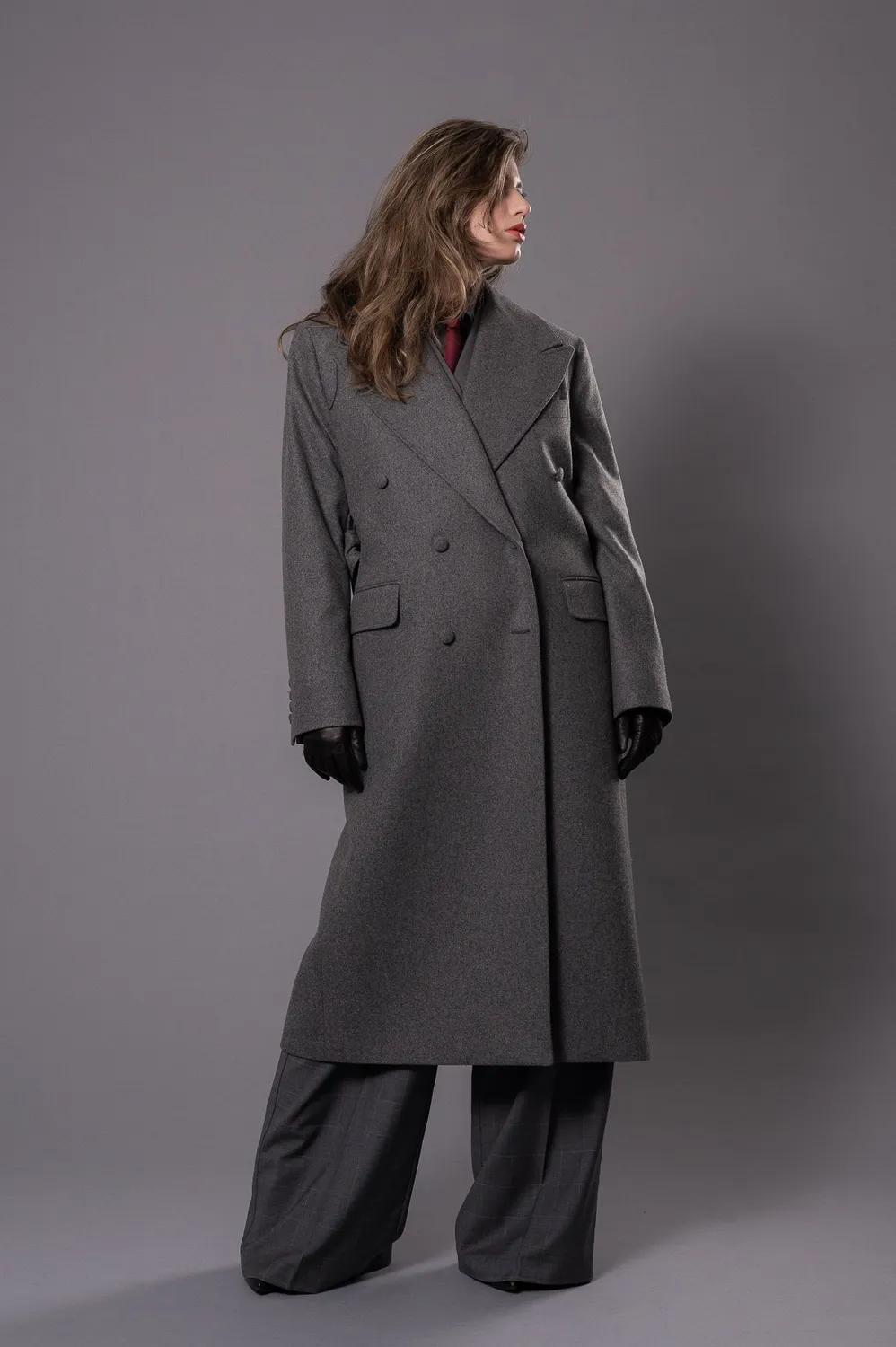 Dualitae Magda palton oversize gri lana unica