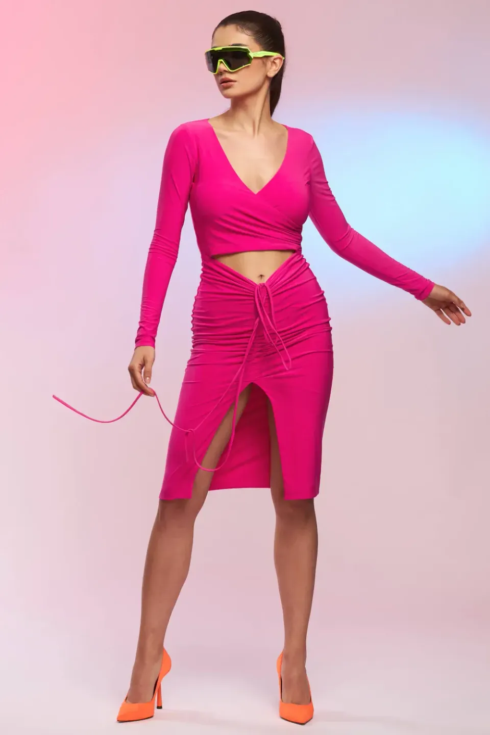 Grama Shop Mojito rochie fuchsia reglabilă