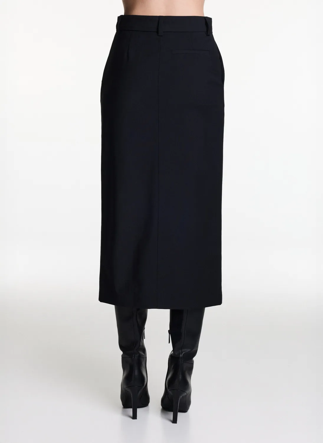 Dualitae fusta midi neagra cu slit lana marime S 36