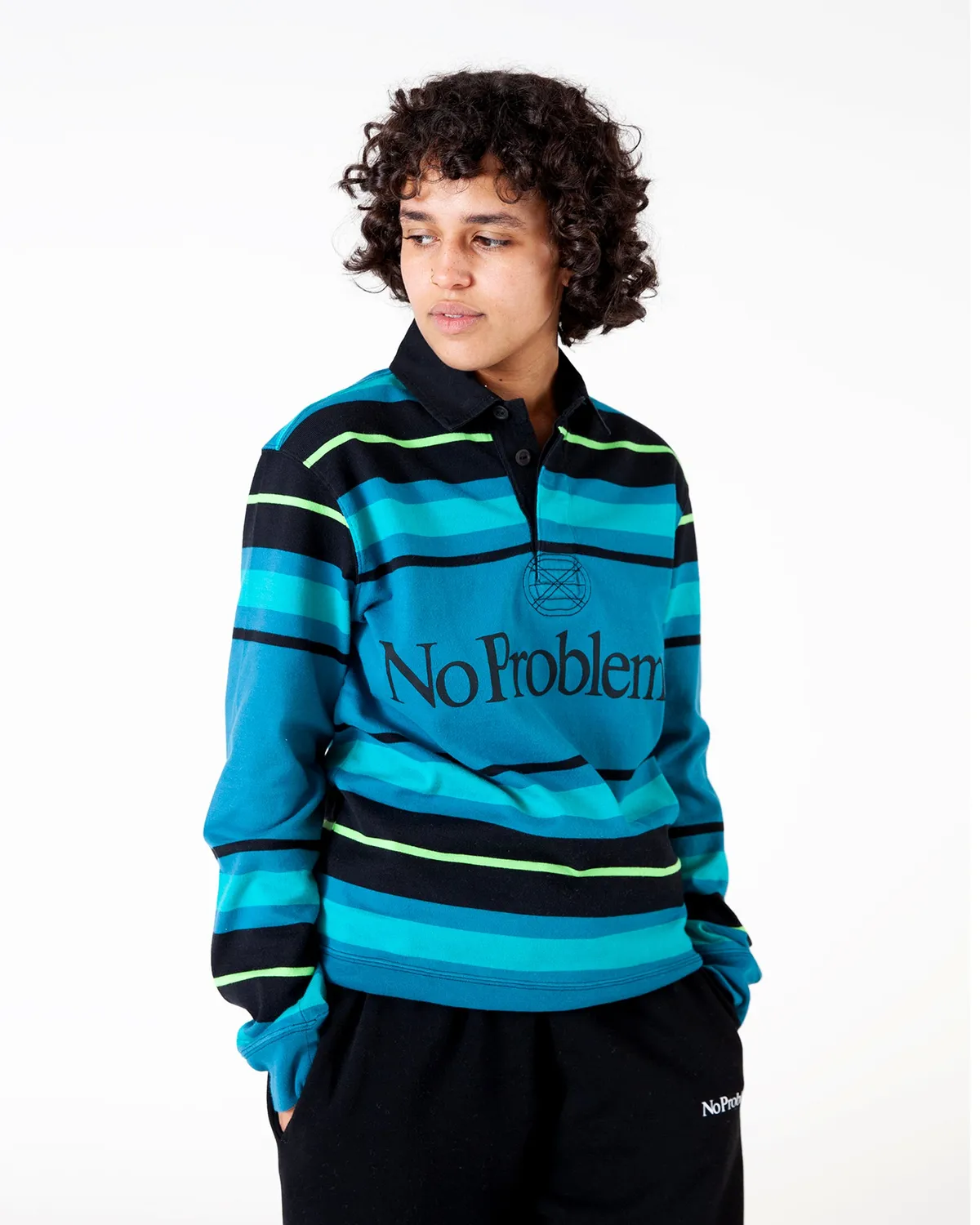 No Problemo Striped LS Rugby bluză aqua dungi Portugalia