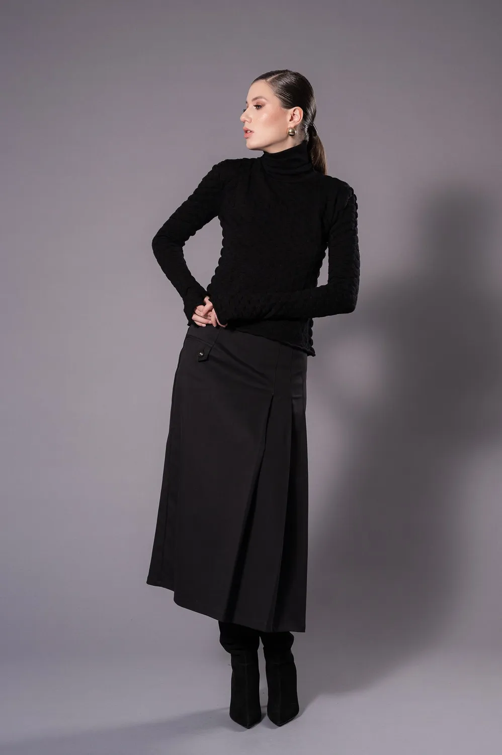 Dualitae Amy maleta neagra 100% lana merinos