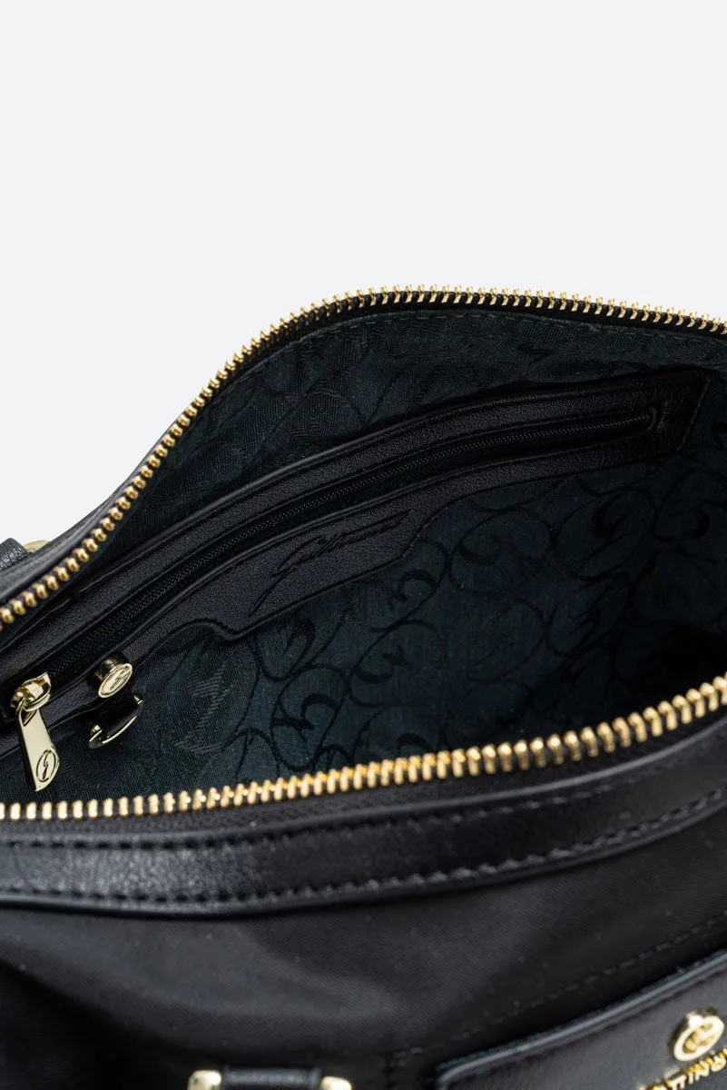 Gattinoni Colorsoul bauletto geanta neagra nailon 27 cm