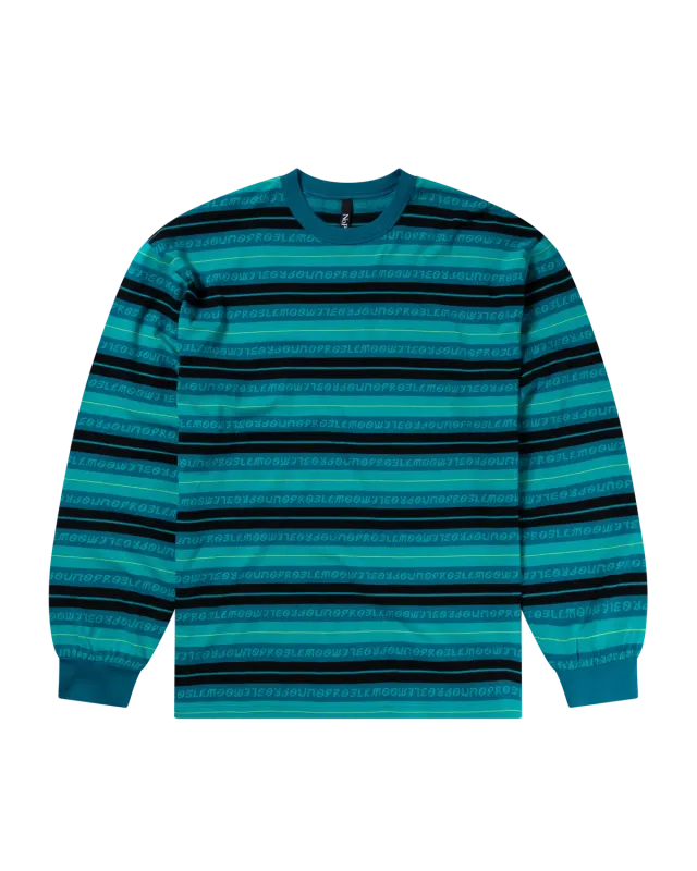 No Problemo Jacquard Stripe tricou mânecă lungă Aqua jacquard